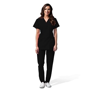 otica premium quality women scrub suite for doctors nurses dentists and healthcare professionals 3 pockets modern fit cotton feel uniform for doctors color  black size s