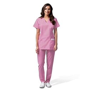 otica premium quality women scrub suite for doctors nurses dentists and healthcare professionals 3 pockets modern fit cotton feel uniform for doctors color  baby pink size l