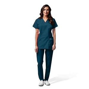 otica premium quality women scrub suite for doctors nurses dentists and healthcare professionals 3 pockets modern fit cotton feel uniform for doctors color  peacock size l