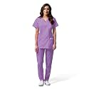 OTICA Premium Quality Women Scrub Suite For Doctors, Nurses, Dentists And Healthcare Professionals, 3 Pockets, Modern Fit, Cotton Feel, Uniform For Doctors, Color : Purple, Size: XXL