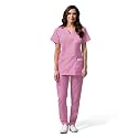 OTICA Premium Quality Women Scrub Suite For Doctors, Nurses, Dentists And Healthcare Professionals, 3 Pockets, Modern Fit, Cotton Feel, Uniform For Doctors, Color : Baby Pink, Size: XL