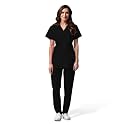 OTICA Premium Quality Women Scrub Suite For Doctors, Nurses, Dentists And Healthcare Professionals, 3 Pockets, Modern Fit, Cotton Feel, Uniform For Doctors, Color : Black, Size: 3XL