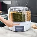 6-Grid 360°Rotation Cereal Dry Food Rice Grain Storage Dispenser Dry Food Storage Box 360° Rotating Grain Container for Home, Cereal Transparent Bucket, storage box (Pack Of 1)