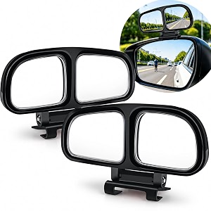oto2eye 360 wide angle adjustable double view convex curvature blind spot and parking mirror suitable for all cars- left side mount pack of 2