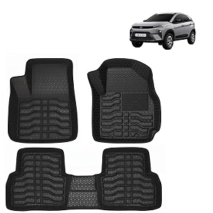 oto2eye car floor mat 45d compatible for tata nexon 2023 onwards all model 100 waterproof tray shape set of 3 pieces top notch pvc 45d foot mats washable 1 year warranty