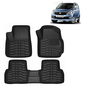 oto2eye car floor mat 45d compatible for maruti suzuki wagonr 2010 to 2018 all model 100 waterproof tray shape set of 3 pieces top notch pvc 45d foot mats washable 1 year warranty