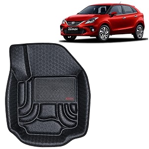 oto2eye car floor mat 45d compatible for toyota glanza 2019 to 2021 all model 100 waterproof tray shape set of 3 pieces top notch pvc 45d foot mats washable 1 year warranty