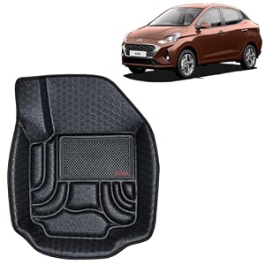 oto2eye car floor mat 45d compatible for hyundai aura 2020 onwards all model 100 waterproof tray shape set of 3 pieces top notch pvc 45d foot mats washable 1 year warranty