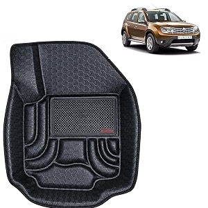 oto2eye car floor mat 45d compatible for renault duster 2012 to 2014 all model 100 waterproof tray shape set of 3 pieces top notch pvc 45d foot mats washable 1 year warranty