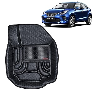 oto2eye car floor mat 45d compatible for maruti suzuki baleno 2015 to 2018 all model 100 waterproof tray shape set of 3 pieces top notch pvc 45d foot mat washable 1 year warranty