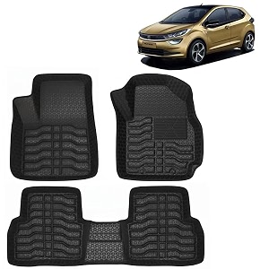oto2eye car floor mat 45d compatible for tata altroz 2020 onwards all model 100 waterproof tray shape set of 3 pieces top notch pvc 45d foot mats washable 1 year warranty