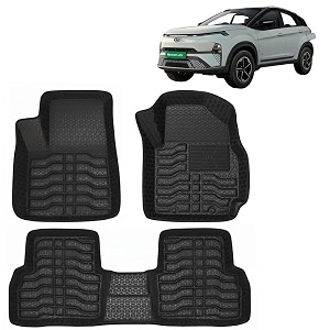 oto2eye car floor mat 45d compatible for tata nexon ev 2023 onwards all model100 waterproof tray shape set of 3 pieces top notch pvc 45d foot mats washable 1 year warranty