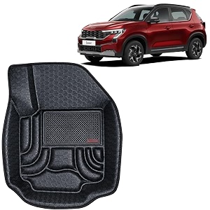 oto2eye car floor mat 45d compatible for kia sonet 2024 onwards all model 100 waterproof tray shape set of 3 pieces top notch pvc 45d foot mats washable 1 year warranty