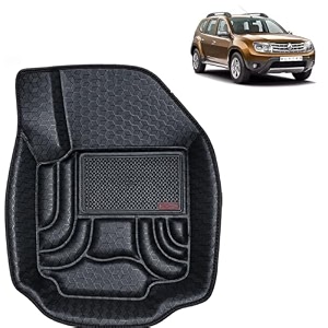 oto2eye car floor mat 45d compatible for renault duster 2014 to 2022 all model 100 waterproof tray shape set of 3 pieces top notch pvc 45d foot mats washable 1 year warranty