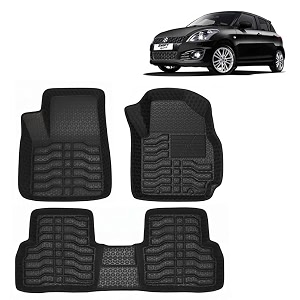 oto2eye car floor mat 45d compatible for maruti suzuki swift 2011 to 2017 all model 100 waterproof tray shape set of 3 pieces top notch pvc 45d foot mat washable 1 year warranty