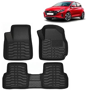 oto2eye car floor mat 45d compatible for hyundai i20 2020 onwards all model 100 waterproof tray shape set of 3 pieces top notch pvc 45d foot mats washable 1 year warranty
