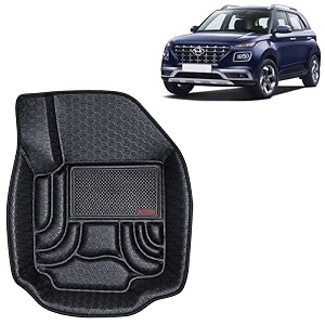 oto2eye car floor mat 45d compatible for hyundai venue 2019 to 2022 all model 100 waterproof tray shape set of 3 pieces top notch pvc 45d foot mats washable 1 year warranty