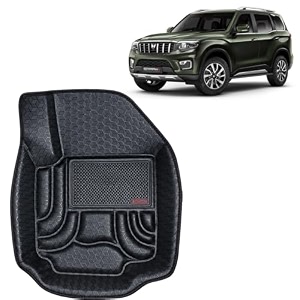 oto2eye car floor mat 45d compatible for mahindra scorpio n manual transmission 2022 onwards all model 100 waterproof tray shape set of 4 pieces pvc foot mats washable 1 year warranty