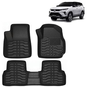oto2eye car floor mat 45d compatible for toyota fortuner manual transmission 2021 to 2025 100 waterproof tray shape set of 4 pieces top notch pvc 45d foot mats washable 1 year warranty