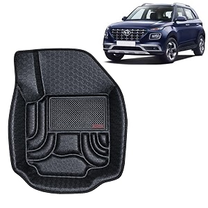 oto2eye car floor mat 45d compatible for hyundai venue 2022 to 2025 all model 100 waterproof tray shape set of 3 pieces top notch pvc 45d foot mats washable 1 year warranty