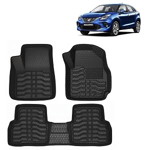 oto2eye car floor mat 45d compatible for maruti suzuki baleno 2019 to 2022 all model 100 waterproof tray shape set of 3 pieces top notch pvc 45d foot mat washable 1 year warranty