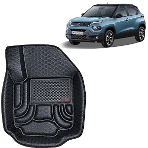 oto2eye car floor mat 45d compatible for tata punch ev 2024 onwards all model 100 waterproof tray shape set of 3 pieces top notch pvc 45d foot mats washable 1 year warranty