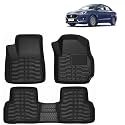 OTO2EYE Car Floor Mat 4.5D Compatible for Maruti Suzuki Swift Dzire (2017 to 2019) All Model, 100% Waterproof Tray Shape, Set of 3 Pieces, Top Notch PVC 4.5D Foot Mats, Washable, 1 Year Warranty