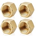 Otoollling 4 Pack 1/2 Inch NPT Female Brass Pipe Caps, Outer Hex