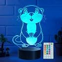 Otter Night Light, Otter Gifts, 16 Colors Changing with Remote Control, Timer, RGB Flash Mode, Dimmable Led Illusion Lamp, Kids Room Decor, Xmas Holiday Birthday Gifts