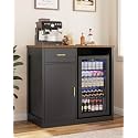 Otterease 39" Coffee Bar Cabinet with Fridge, Mini Fridge Cabinet, Black