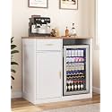 Otterease 39" Coffee Bar Cabinet with Fridge, Mini Fridge Cabinet, White