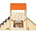 OtterPets Extra Large Bunny Hideout, Wooden Rabbit Castle with Fleece Mats