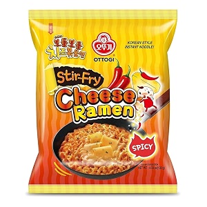 ottogi cheese ramen spicy stir fry korean style instant noodles 459 oz  130 g pack each pack of 2 260g  product of korea