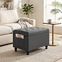 Ottoman with Storage 24'' Dark Grey Small Storage Ottomans