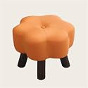 Ottoman, Upholstered Foo Rest, Modern Footstool, Shoe Changing Stool, Wood Step Stool for Living Room, Bedroom, Entryway(Orange)