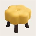 Ottoman, Upholstered Foo Rest, Modern Footstool, Shoe Changing Stool, Wood Step Stool for Living Room, Bedroom, Entryway(Yellow)