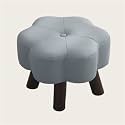 Ottoman, Upholstered Foo Rest, Modern Footstool, Shoe Changing Stool, Wood Step Stool for Living Room, Bedroom, Entryway(Blue)