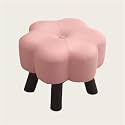 Ottoman, Upholstered Foo Rest, Modern Footstool, Shoe Changing Stool, Wood Step Stool for Living Room, Bedroom, Entryway(Pink)