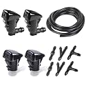 OTUAYAUTO Windshield Washer Fluid Hose, 4 Pcs Hood Nozzle Sprayer Kit for 2005-2023 Jeep Grand Cherokee WK WK2 WL & Dodge Durango 2011-2023 - Replaces OEM # 68260443AA, 55372143AB, 68269108AA, 58112