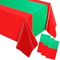 Oudain 3 Pcs Halloween Plastic Table Cloths 54" x 108", Green,Red