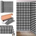 Oudain 54 Inch x 100 ft Black and White Gingham Tablecloth Roll Cutter Box