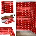 Oudain 54 Inch x 100 ft Red Brick Tablecloth Roll with Cutter Box