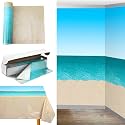 Oudain 54 Inch x 100 ft Summer Ocean Beach Tablecloth Roll Cutter Box