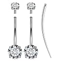 Oufksiyy Long and Extra Long Bar Belly Button Ring Internal Thread Hypoallergenic Surgical Stainless Steel 14mm 16mm 14 Gauge Navel Rings Cubic Zirconia Buuton Body Piercing Jewelry for Women Men