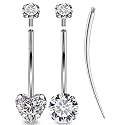 Oufksiyy Long and Extra Long Bar Belly Button Ring Internal Thread Hypoallergenic Surgical Stainless Steel 14mm 16mm 14 Gauge Navel Rings Cubic Zirconia Buuton Body Piercing Jewelry for Women Men