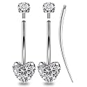 Oufksiyy Long and Extra Long Bar Belly Button Ring Internal Thread Hypoallergenic Surgical Stainless Steel 14mm 16mm 14 Gauge Navel Rings Cubic Zirconia Buuton Body Piercing Jewelry for Women Men