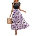 OUGES Women's Ruffle Sleeve Patchwork Maternity Maxi Dress with Pockets