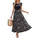OUGES Women's Ruffle Sleeve Patchwork Maternity Maxi Dress with Pockets