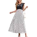 OUGES Women's Ruffle Sleeve Patchwork Maternity Maxi Dress with Pockets