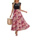 OUGES Women's Ruffle Sleeve Patchwork Maternity Maxi Dress with Pockets